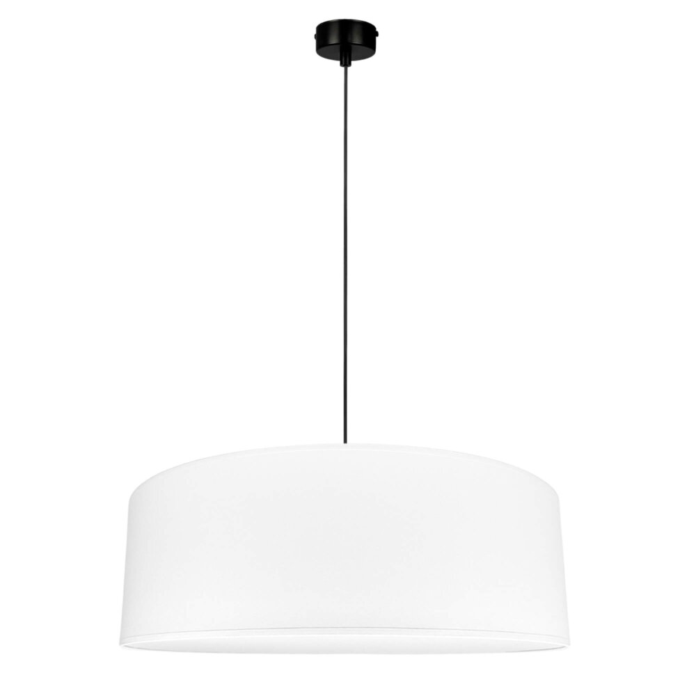 Duża biała lampa wisząca BASE III z abażurem o średnicy 60 cm